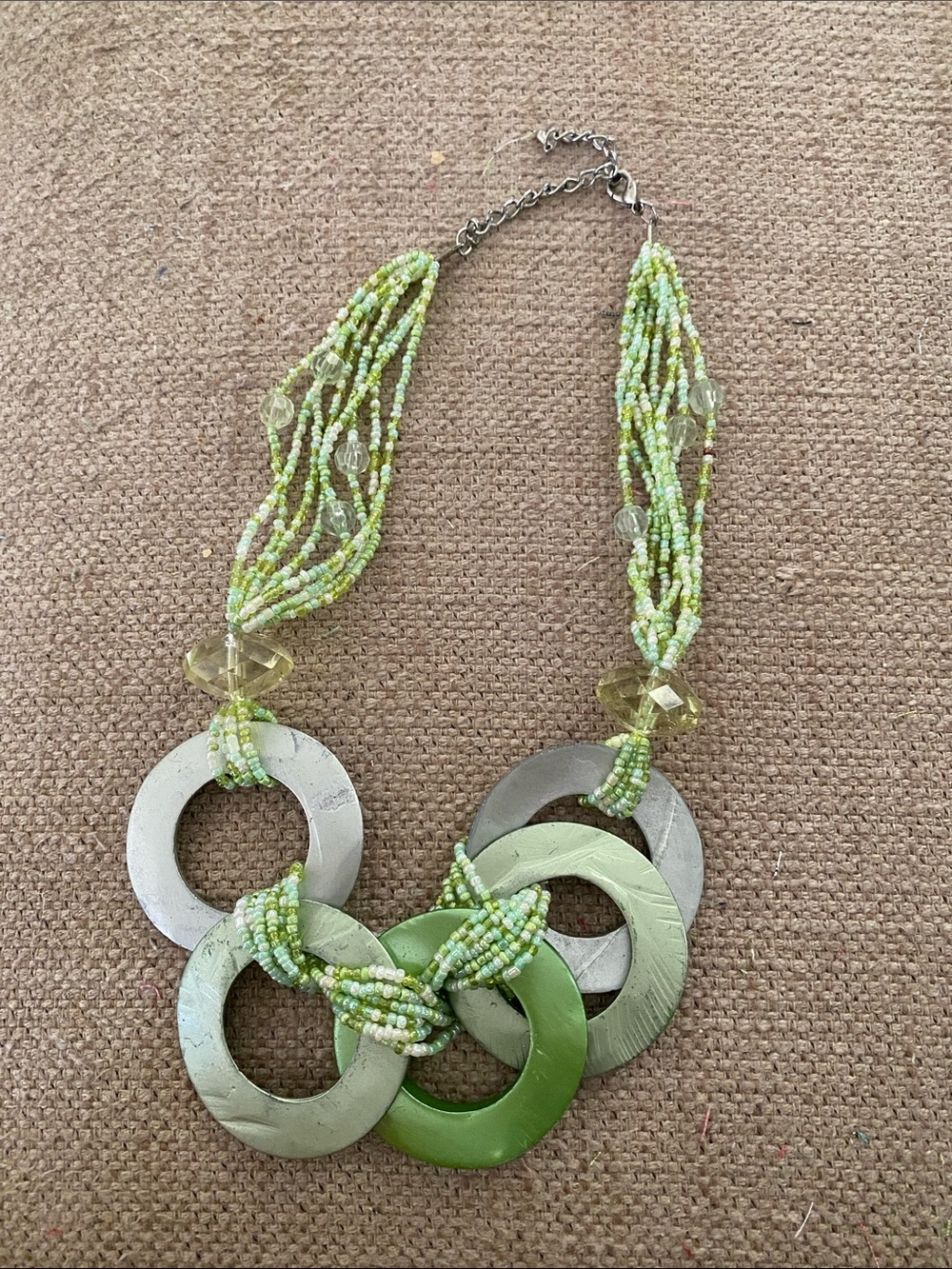 Vintage glass beaded and disk necklace.